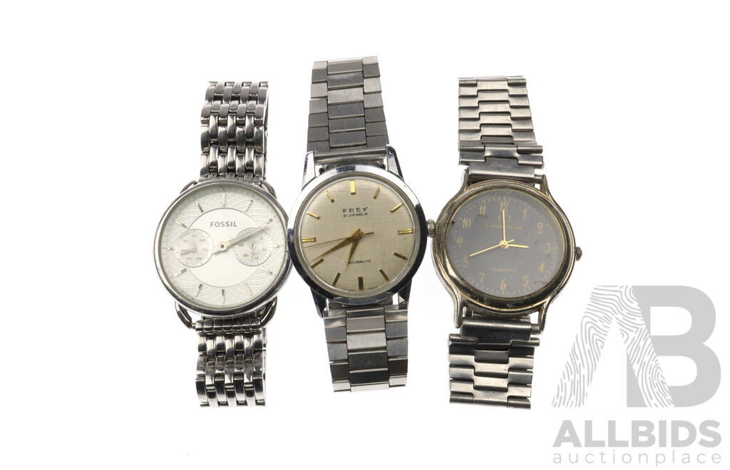 Collection of Three Watches - Fossil, Charlie Delon and Vintage Frey