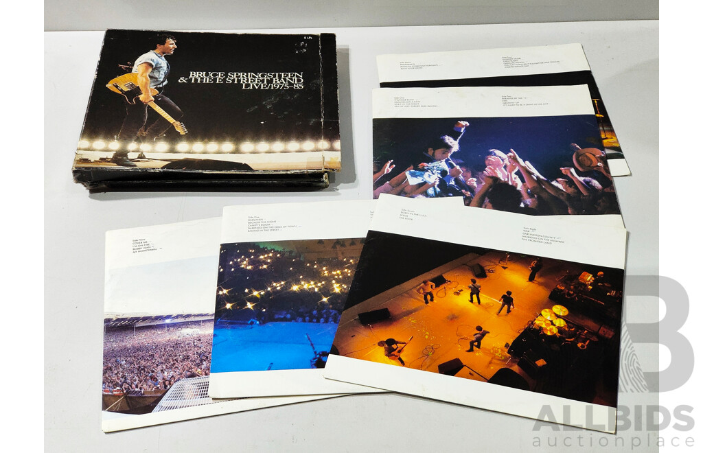 CollectionBruce Springsteen Vinyl LP Records Including Five Disk Live 1975 to 85 Box Set, Born to Run, Nebraska, Born in the USA & the River