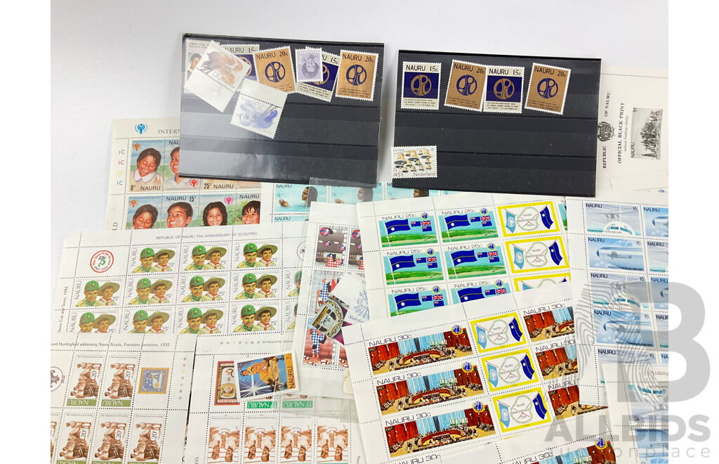 Large Collection of Vintage Nauru Mint Stamps, Blocks and Sheets, 1960's 70's 80's