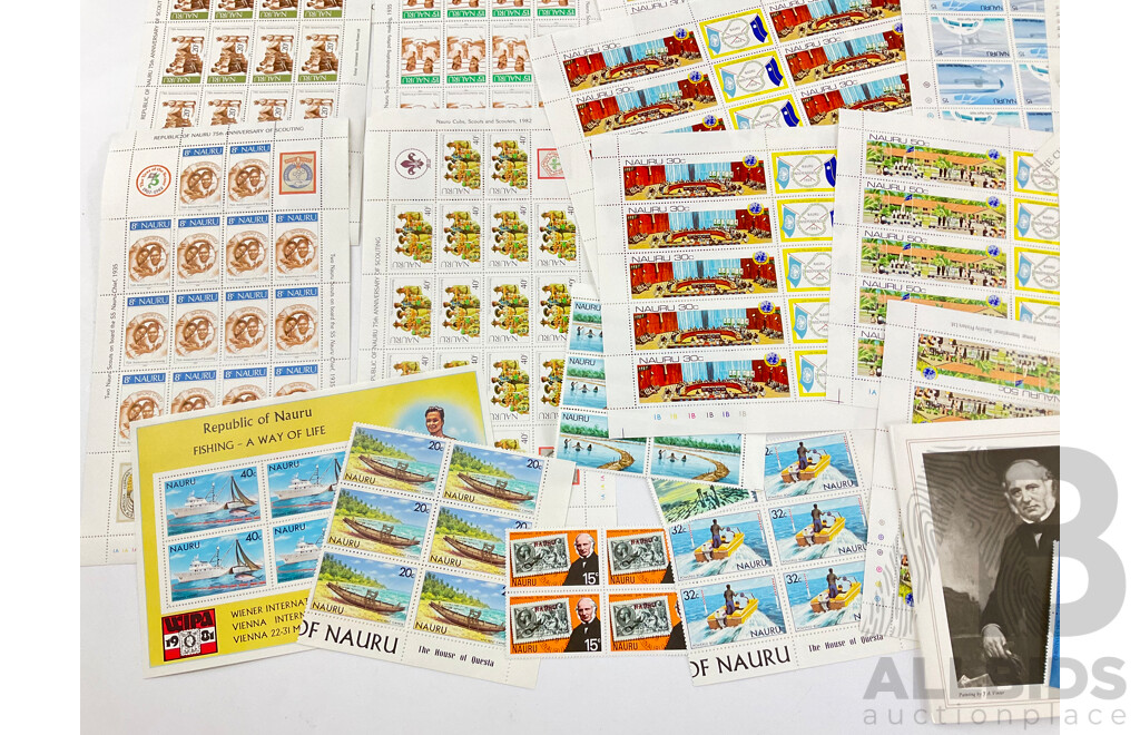 Large Collection of Vintage Nauru Mint Stamps, Blocks and Sheets, 1960's 70's 80's