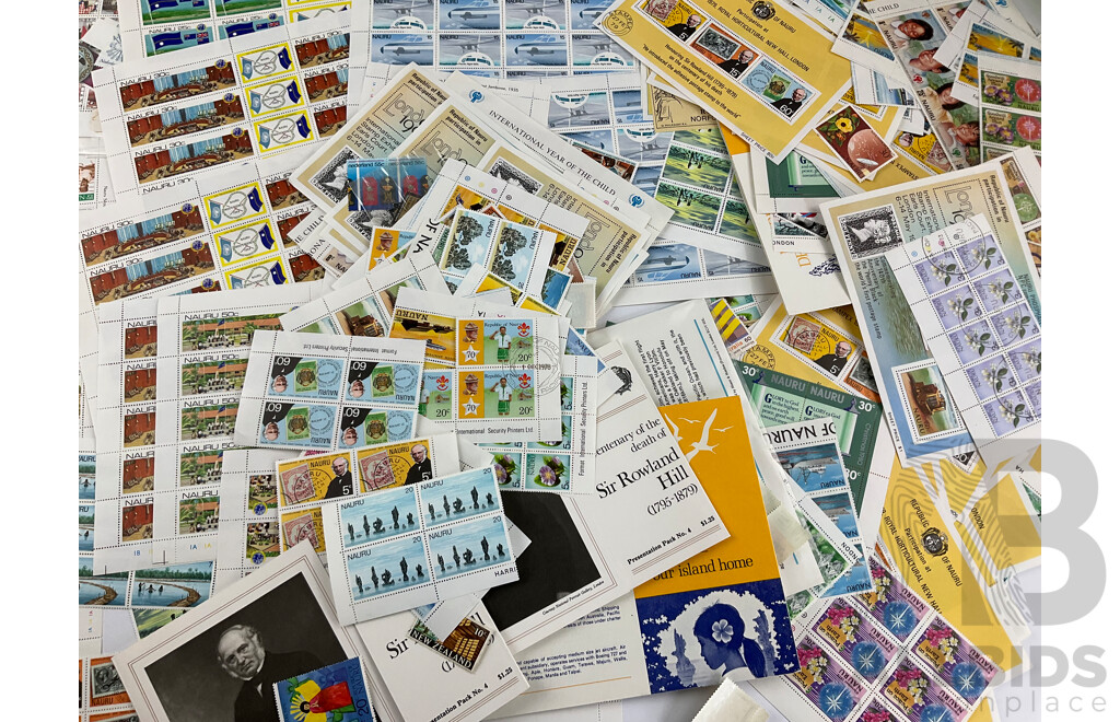 Large Collection of Vintage Nauru Mint Stamps, Blocks and Sheets, 1960's 70's 80's