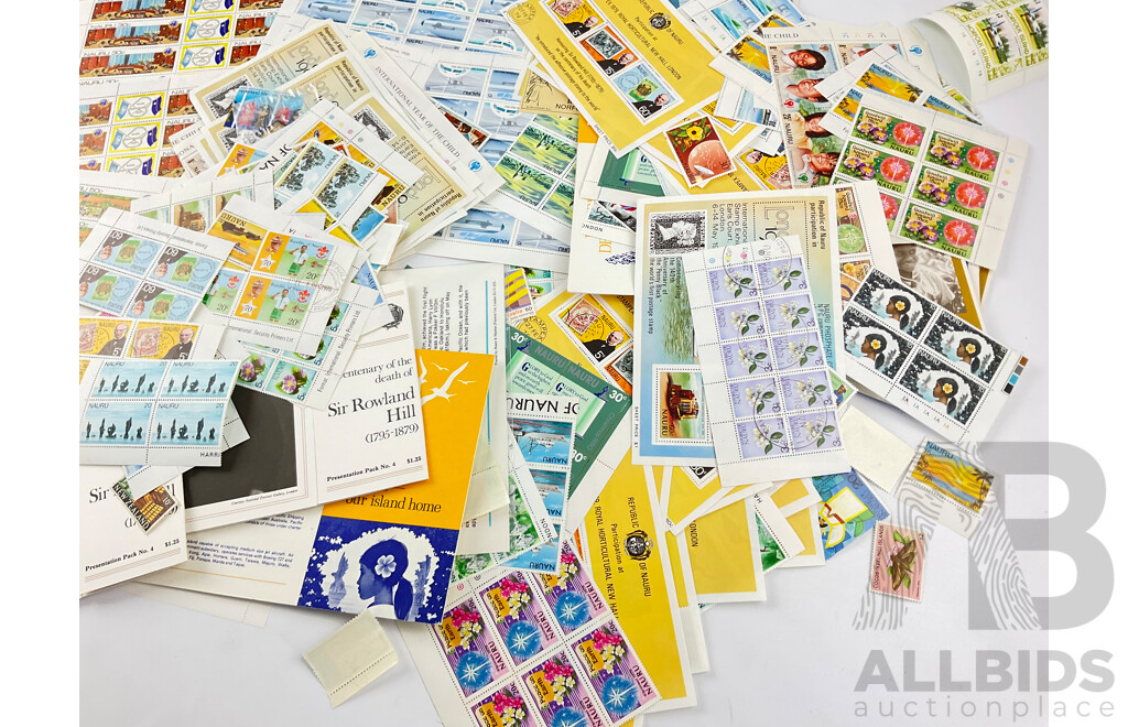 Large Collection of Vintage Nauru Mint Stamps, Blocks and Sheets, 1960's 70's 80's