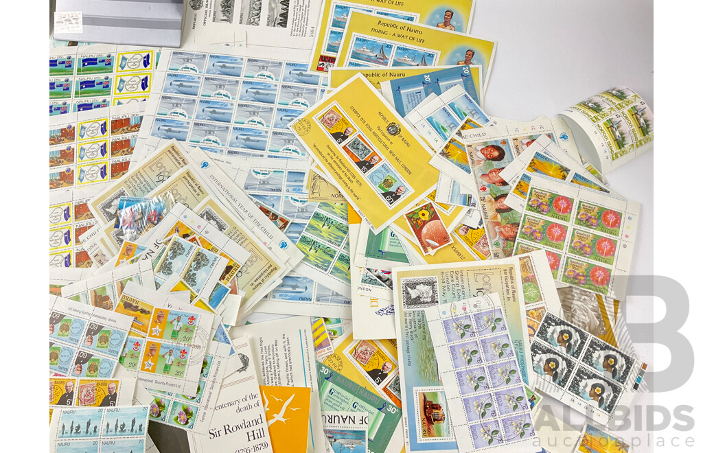 Large Collection of Vintage Nauru Mint Stamps, Blocks and Sheets, 1960's 70's 80's