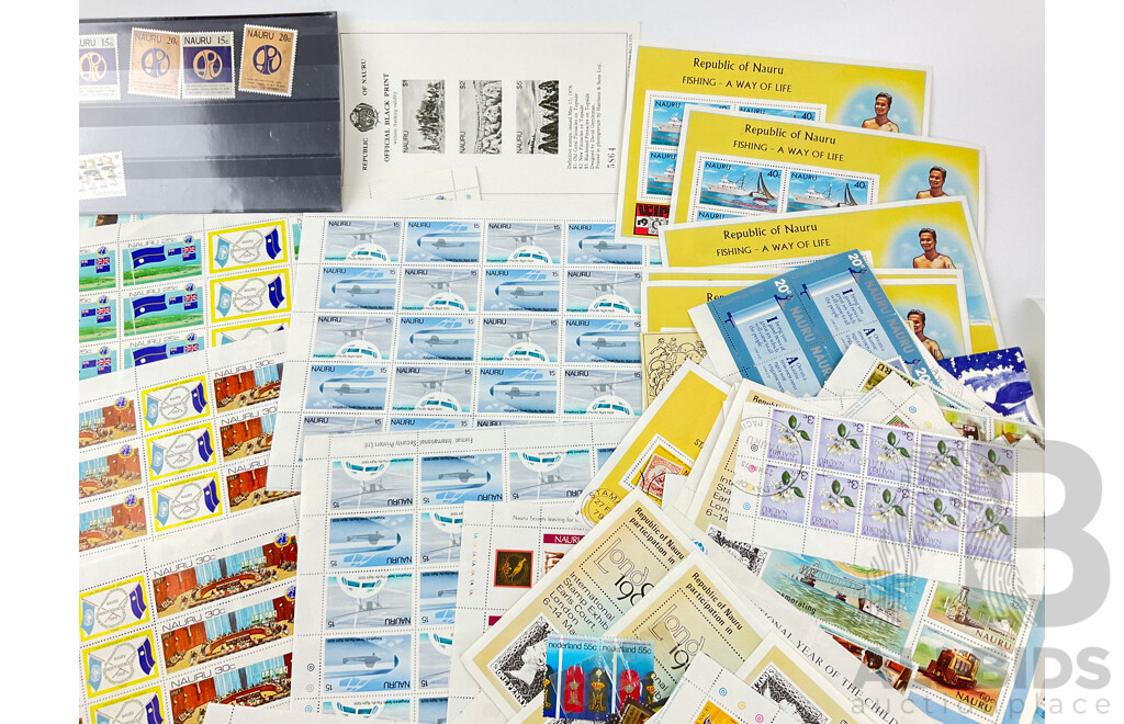 Large Collection of Vintage Nauru Mint Stamps, Blocks and Sheets, 1960's 70's 80's