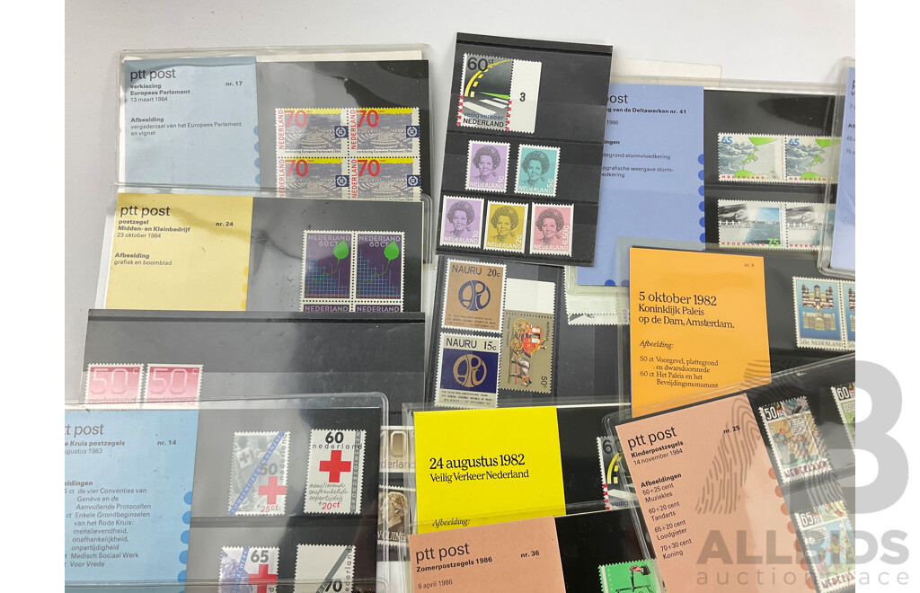 Collection of Netherlands Mint Stamps and Blocks with Cancelled Stamp Album, 1970's and 80's