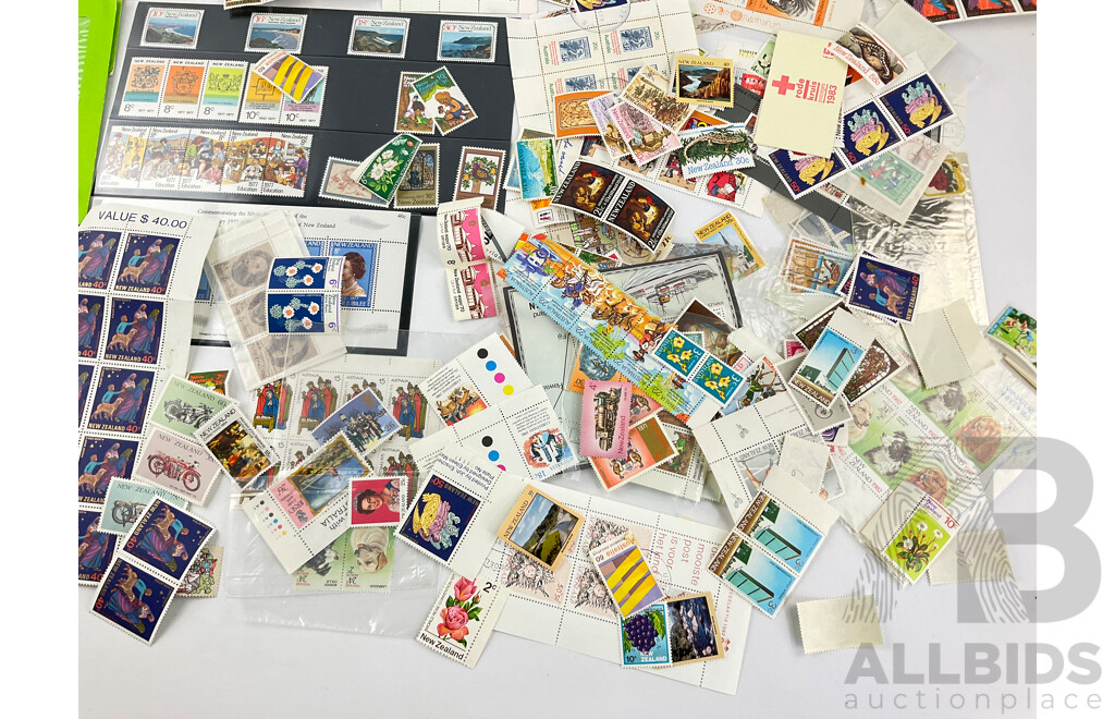 Collection of Australia and New Zealand Mint Stamps, Blocks and Packs, 1970's and 80's