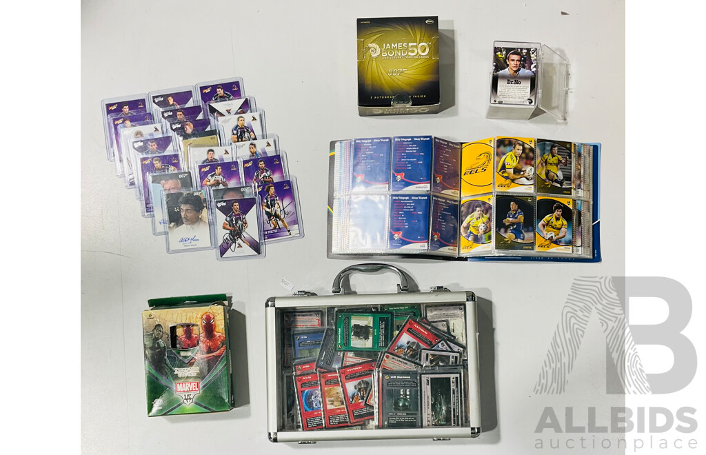 Collection of Trading Cards Including James Bond 50th Anniversary, NRL Trading Cards, Marvel Vs Trading Cards and More