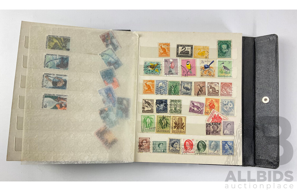 Collection of Interntional Mint and Canceled Stamps Including Australian Predecimal, Nauru, Cocos Island, United Kingdom and More