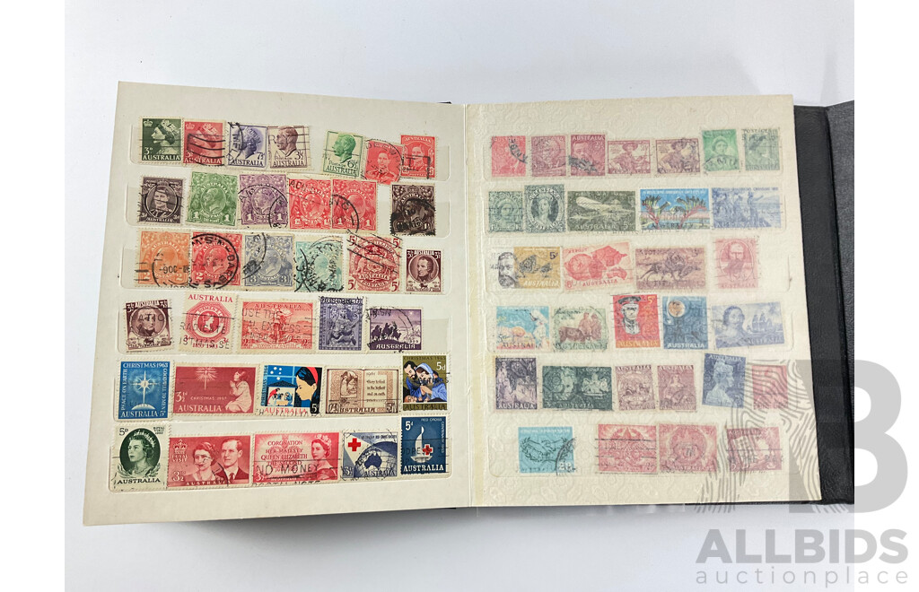 Collection of Interntional Mint and Canceled Stamps Including Australian Predecimal, Nauru, Cocos Island, United Kingdom and More