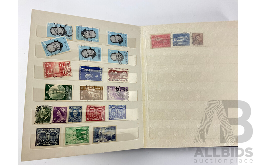 Collection of Interntional Mint and Canceled Stamps Including Australian Predecimal, Nauru, Cocos Island, United Kingdom and More