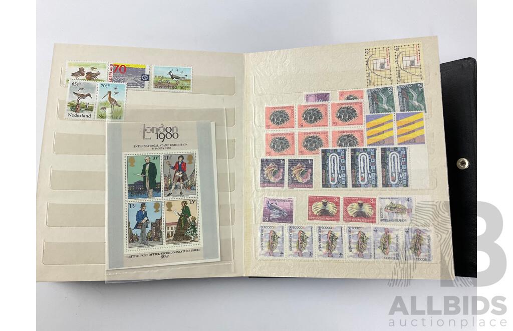 Collection of Interntional Mint and Canceled Stamps Including Australian Predecimal, Nauru, Cocos Island, United Kingdom and More