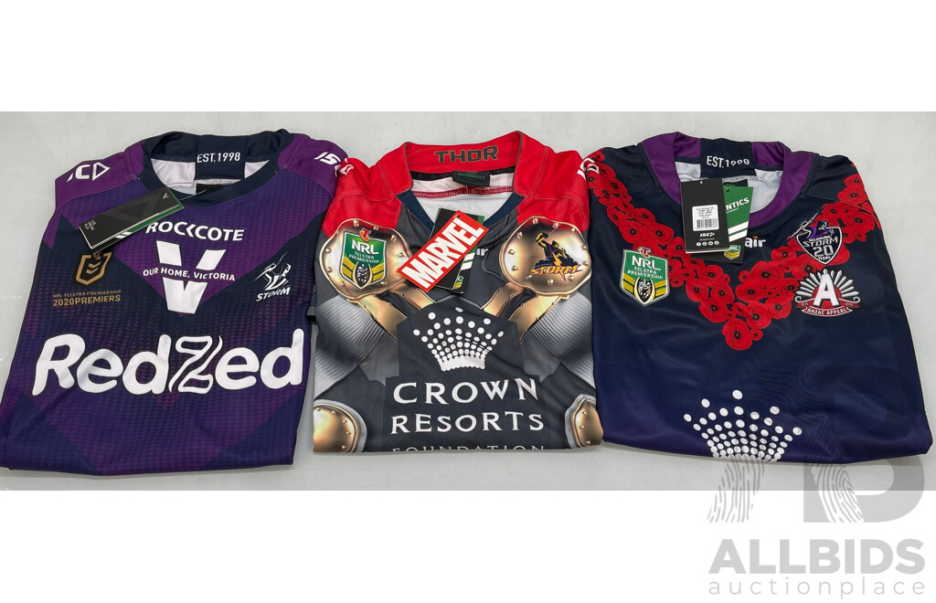 Melbourne Storm Commemorative Supporter Jerseys - Brand New - Lot of 3