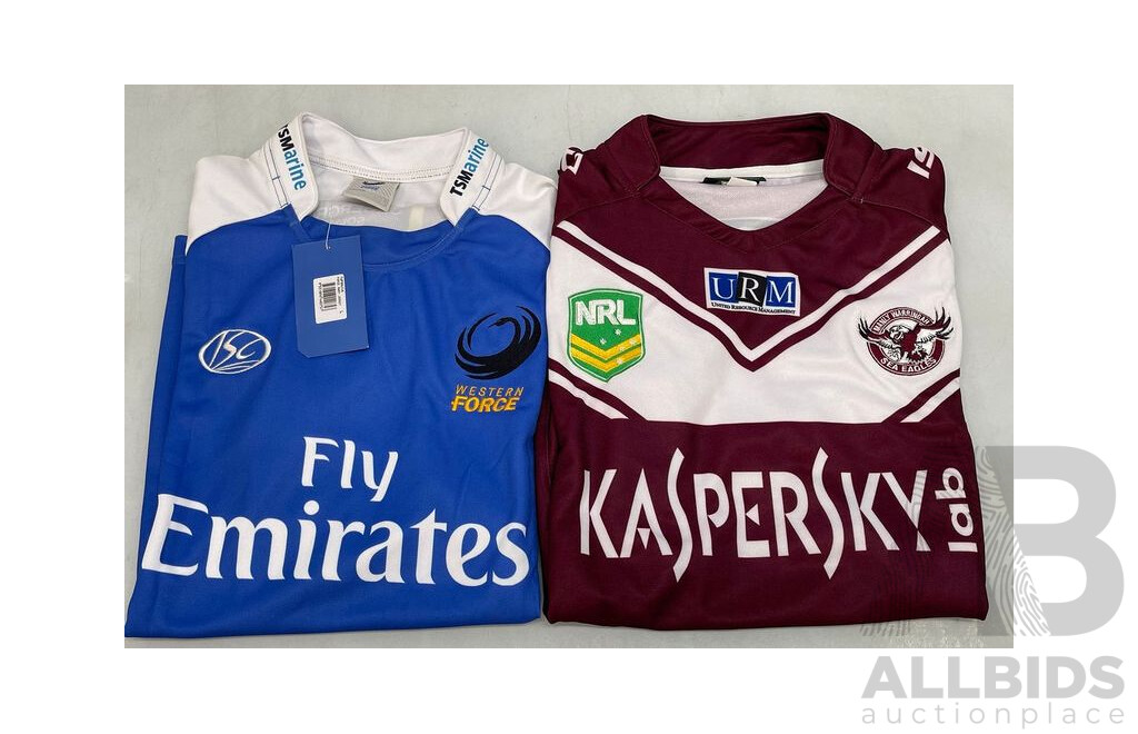 Manly Sea Eagles and Western Force Supporters Jerseys - Brand New