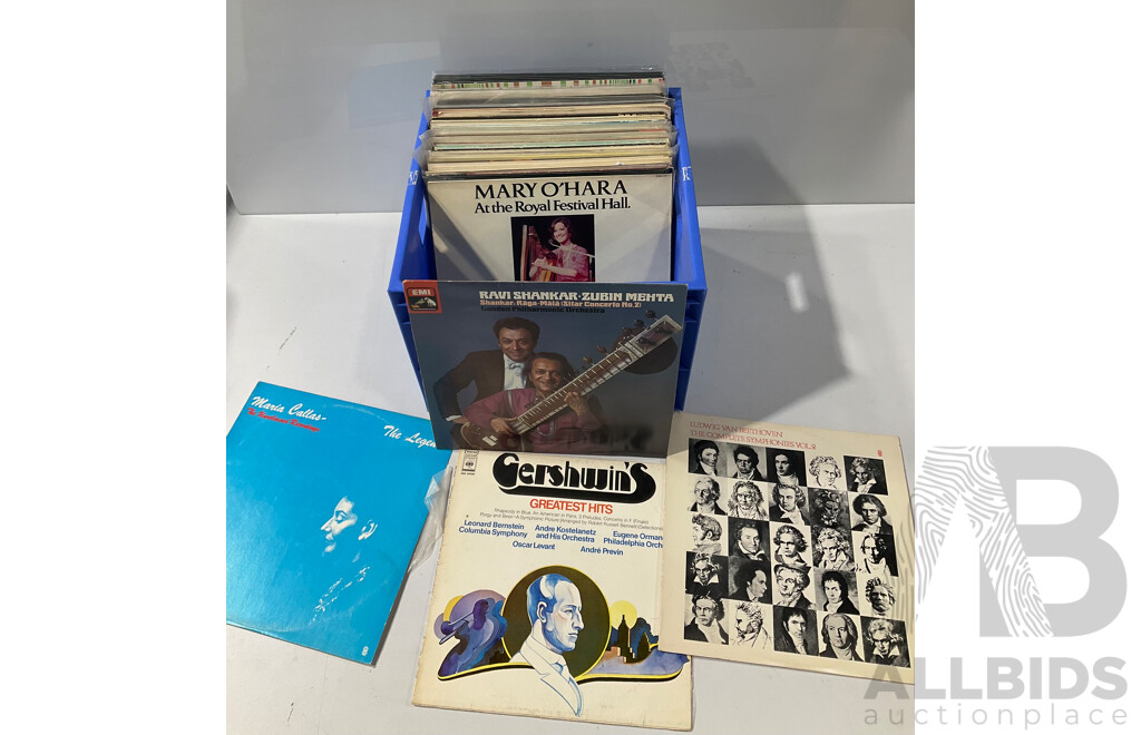 Collection Approx 50 Vinyl LP Records Including Traveling Wilburys, Monty Python, John Farnham & More