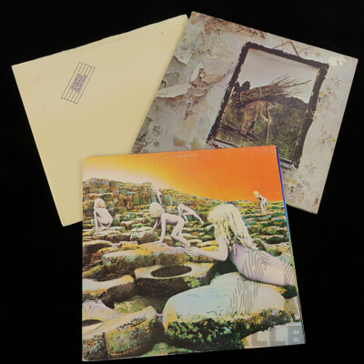 Three Led Zeppelin Vinyl LP Records Comprising in Through the Out Door, SS16002, Led ZeppelinSD7208 & Houses of the Holy, SD7255