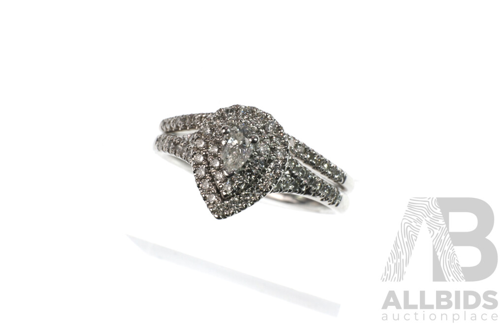 Michael Hill 10ct Diamond Engagement & Wedding Ring Set, TDW 0.60ct, Size O, 5.87 Grams - NEW