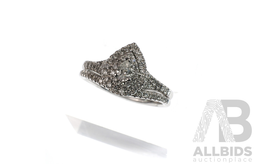 Michael Hill 10ct Diamond Engagement & Wedding Ring Set, TDW 0.60ct, Size O, 5.87 Grams - NEW