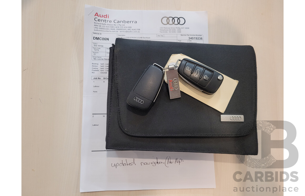 06/17 Audi S3 2.0 TFSI S TRONIC QUATTRO AWD 8V MY17 4D Sedan Ibis White 2.0L