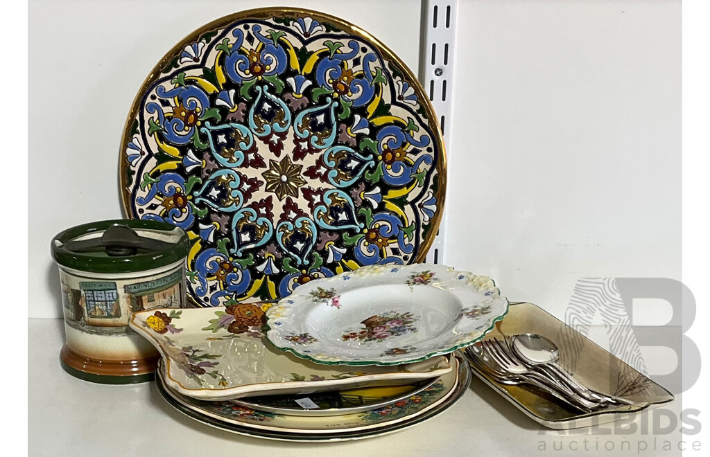 Collection of Vintage Crockery, Predominately Royal Doulton, a Spanish Decorative Platter From Seville and More