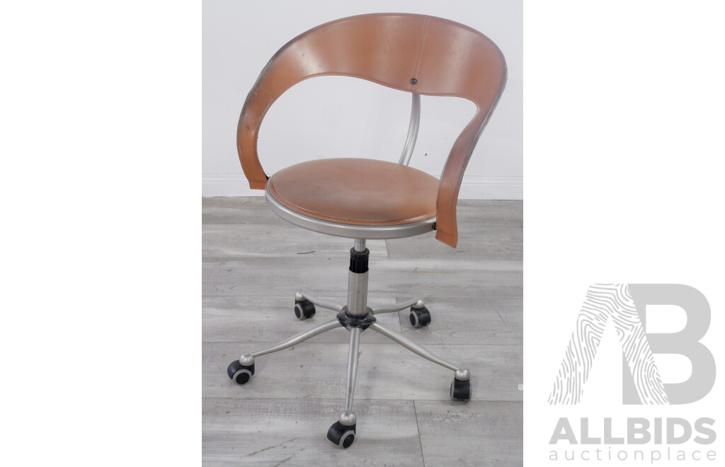 Modernist Leather and Metal Office Chair