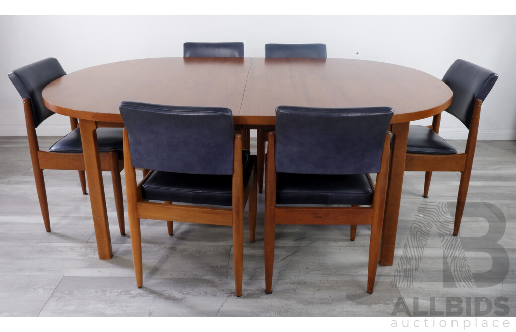 Six Mid Century Chiswell Dining Chairs and Vintage Muebles Artecto Extension Dining Table