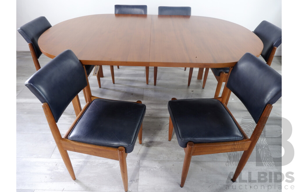 Six Mid Century Chiswell Dining Chairs and Vintage Muebles Artecto Extension Dining Table
