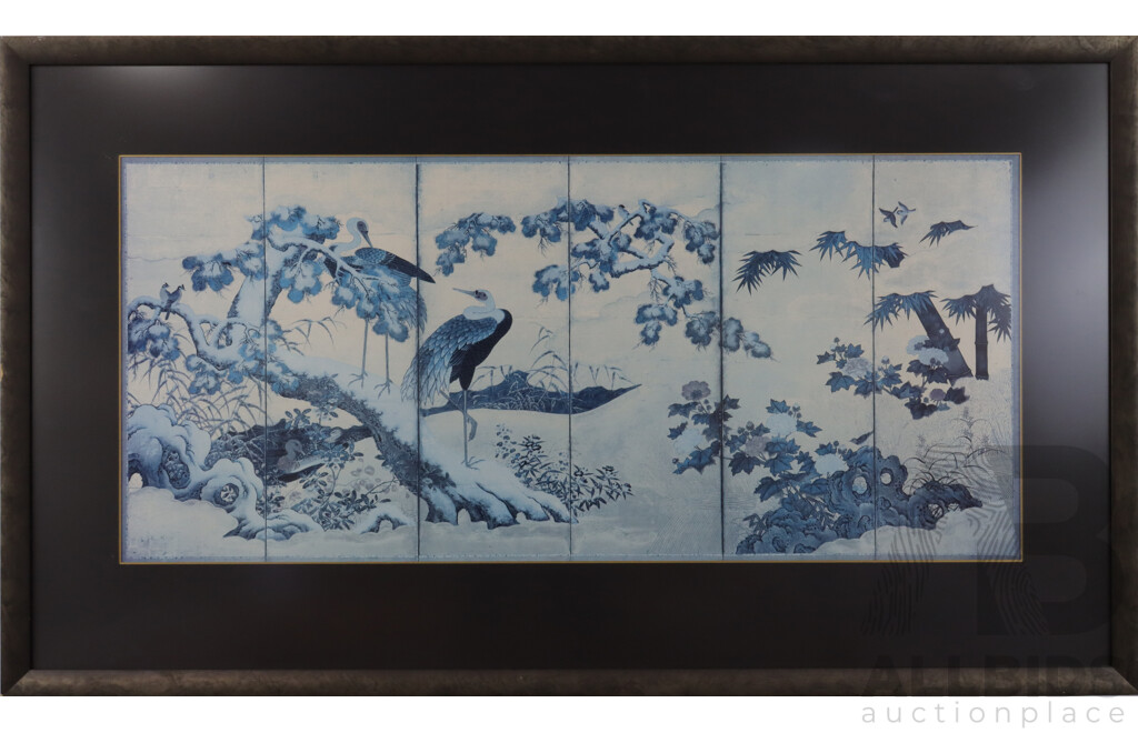 Two Framed Offset Prints of Japanese Screen Paintings (2)