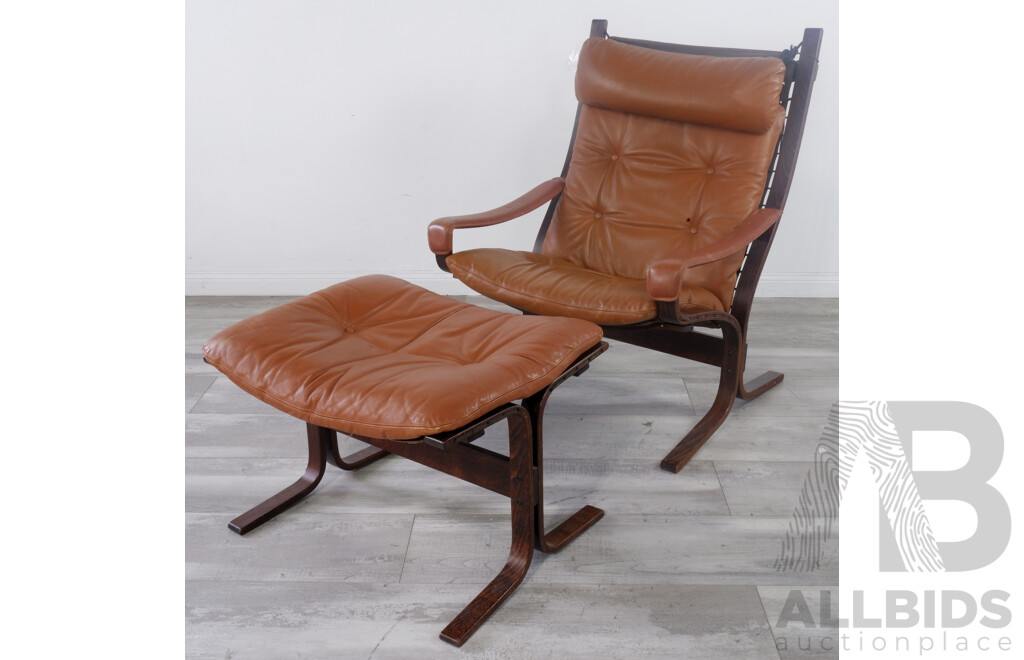 Vintage Norwegian Westnofa Siesta Chair and Foot Stool