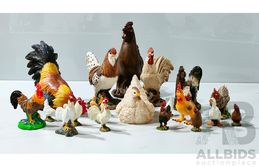 Assorted Resin Roosters and Hens - Lot of 20