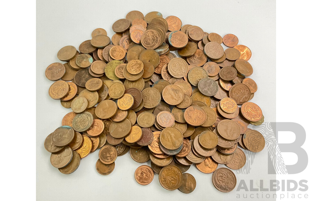 Collection of Australian One and Two Cent Coins, Examples From 1960's, 70's, 80's, 90's - One Kilogram