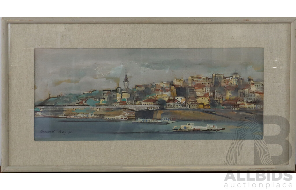 Framed Watercolour of Belgrade, Serbia Together with Another (2)