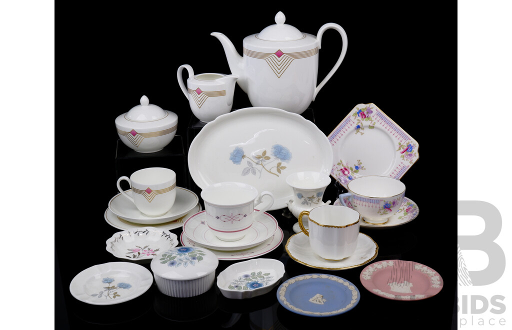 Collection Quality Porcelain Including Wedgwood, Crown Derby Duo, Royal Doulton Duo, Heinrich Tea Set and More