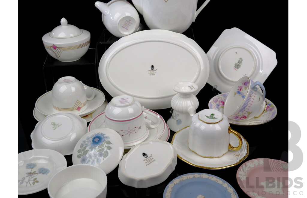 Collection Quality Porcelain Including Wedgwood, Crown Derby Duo, Royal Doulton Duo, Heinrich Tea Set and More