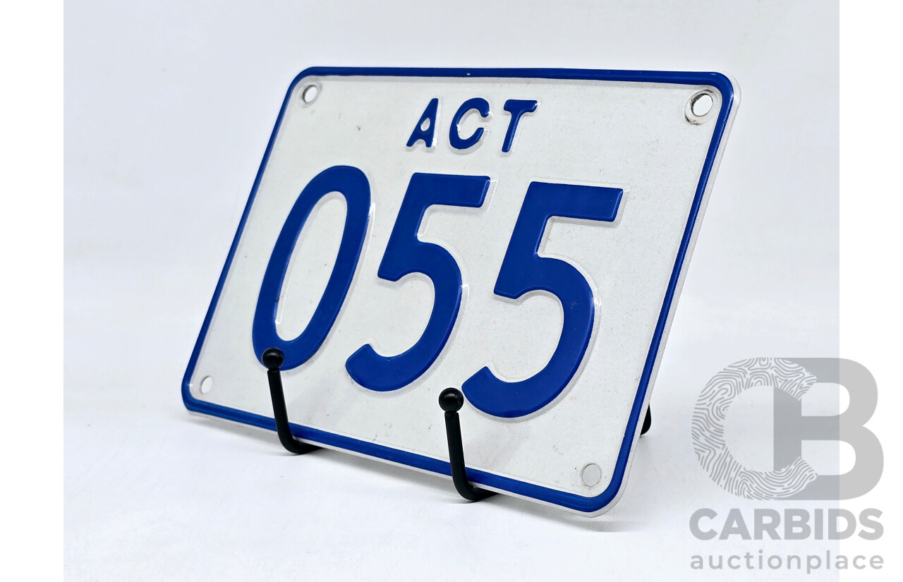 ACT Alpha Numeric Number Plate O55 (Letter O, Number 5, Number 5)