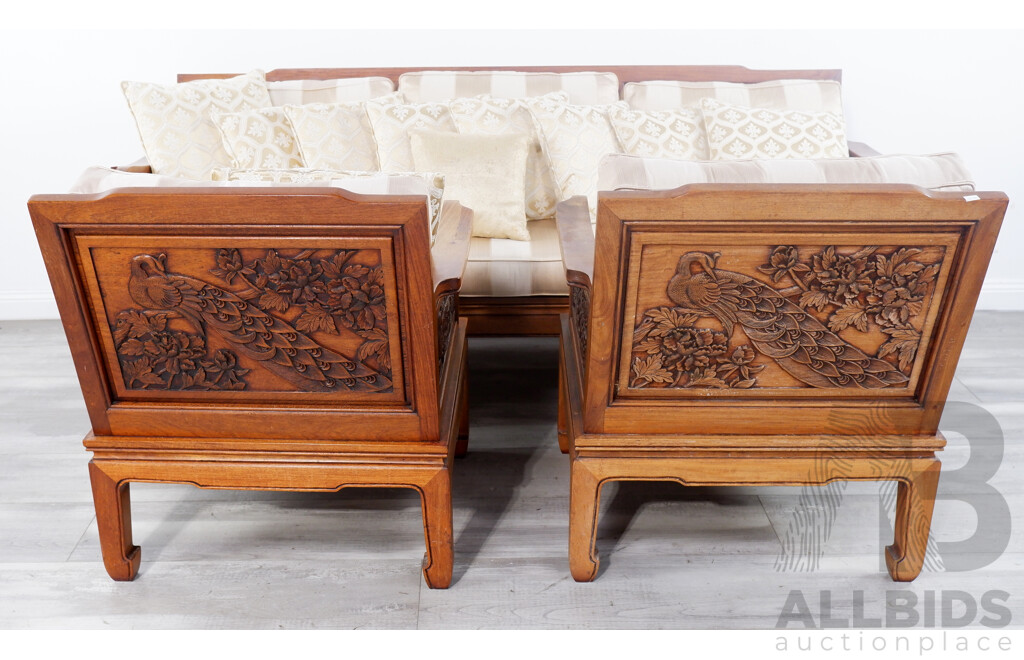 Chinese Carved Timber Lounge Suite