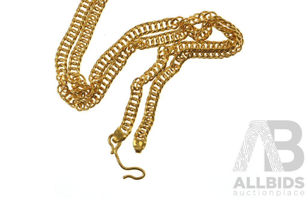 999.9 Fine Gold Fancy Curb Link Chain, 49cm, Hallmarked 9999, 16.94 Grams