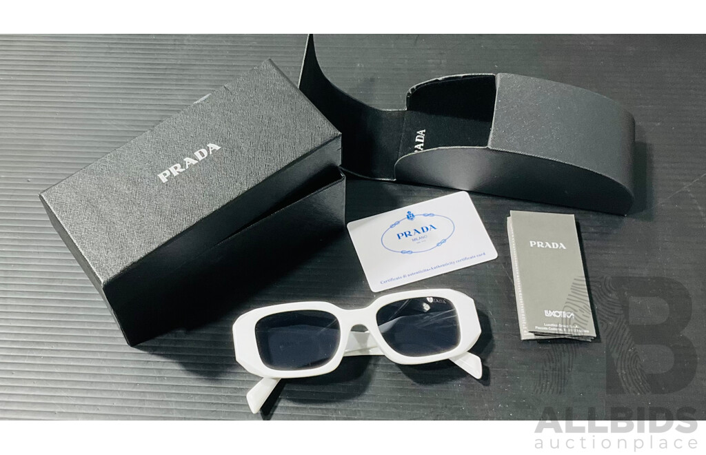 Prada PR-17WS Sunglasses White/Grey, Excellent Condition with Case and Presentation Box
