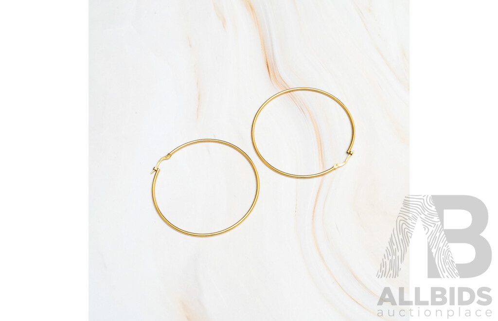 9ct Yellow Gold Tubular Hoop Earrings, 52mm, 2.13 Grams