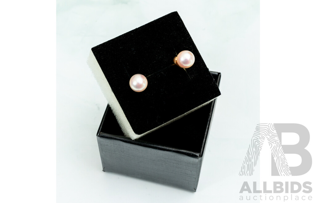 9ct Cultured Pearl Stud Earrings, 6.5mm, 1.10 Grams