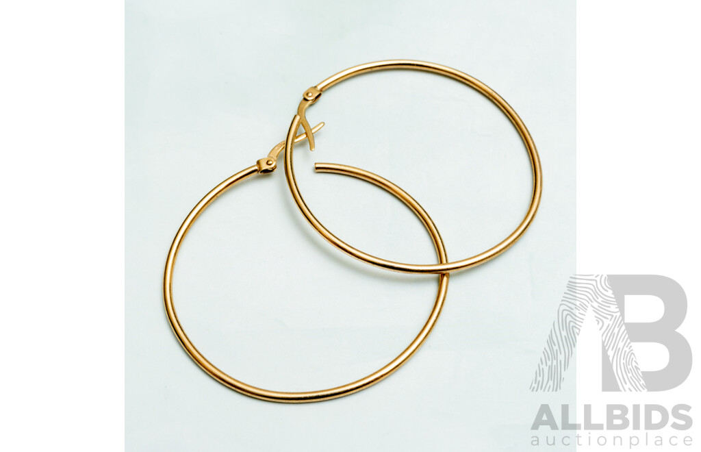 9ct Classic Gold Hoop Earrings, 40mm, 2.33 Grams