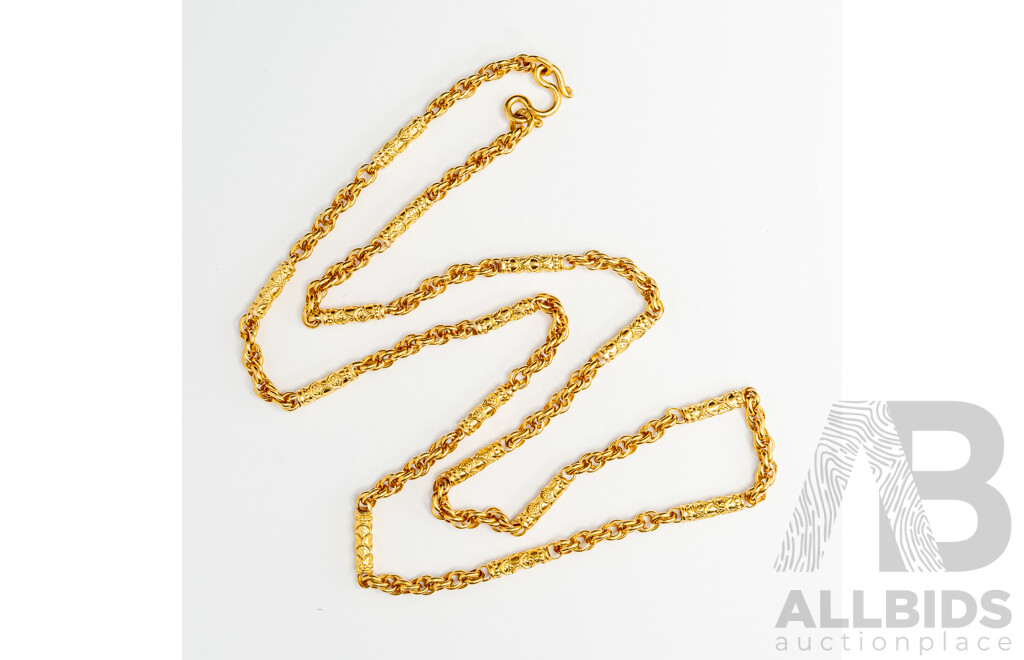 23ct Thai Fancy Yellow Gold Necklace, 57cm, 15.21 Grams