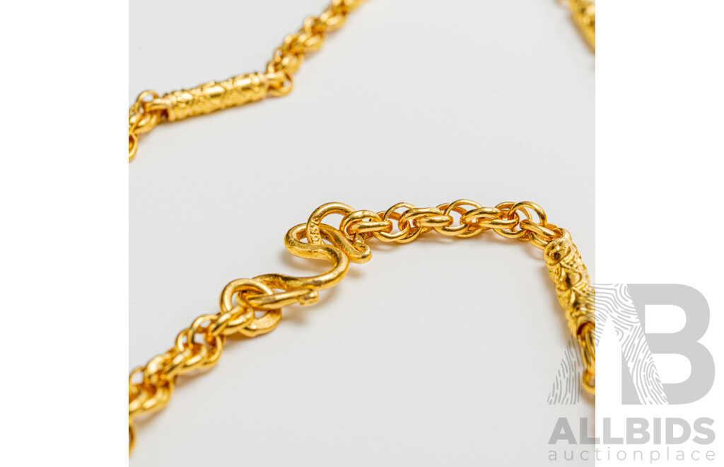 23ct Thai Fancy Yellow Gold Necklace, 57cm, 15.21 Grams