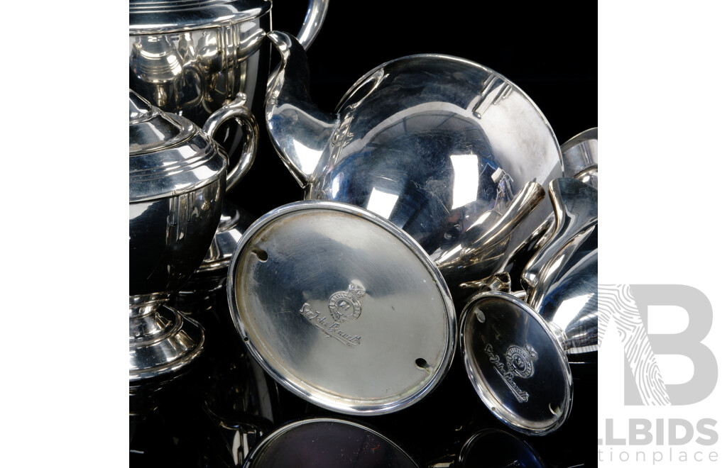 Antique Art Deco Sir John Bennetts Silver Plate Four Piece Tea Service