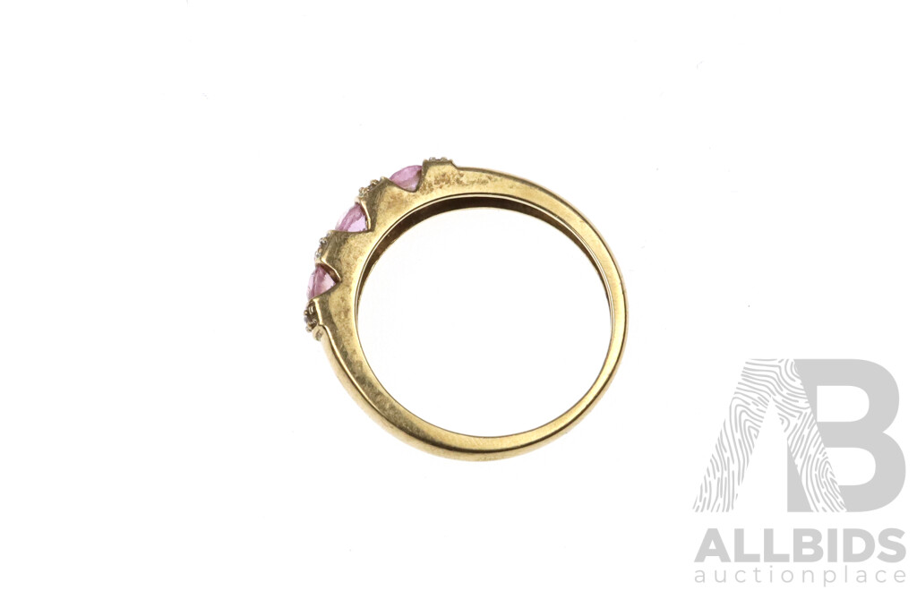 9ct Pink Sapphire & Diamond Ring, TDW 0.02ct, Size M, 1.89 Grams