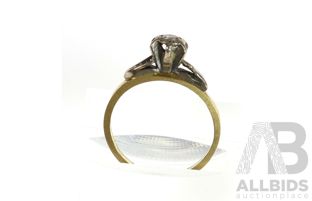 18ct Vintage Diamond Solitaire Ring, TDW 0.08ct, Size J, 2.09 Grams