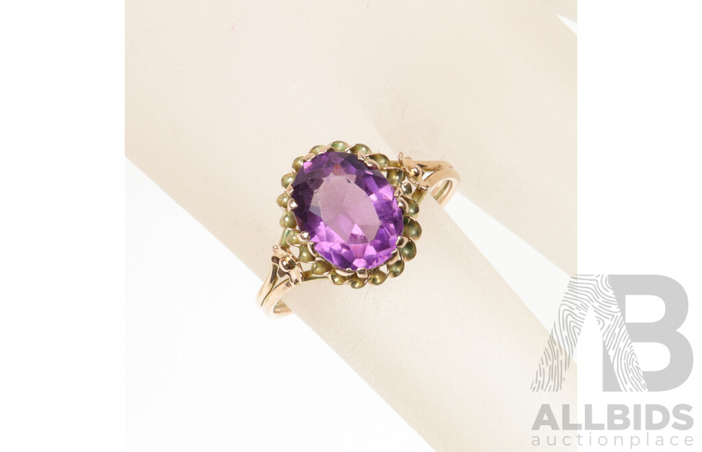 9ct Vintage Style Amethyst Ring, Size L, 1.77 Grams