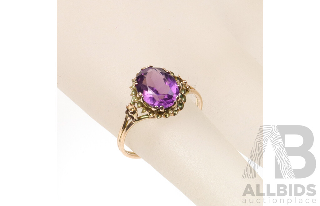 9ct Vintage Style Amethyst Ring, Size L, 1.77 Grams