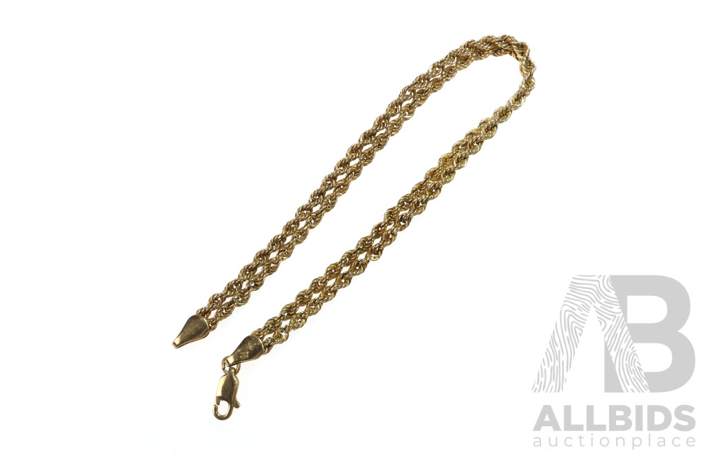 9ct Braided Rope Twist Link Bracelet, 5.4mm Wide, 19.5cm, 3.35 Grams