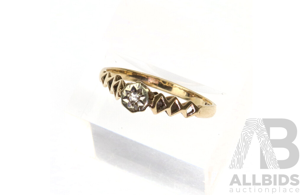 Vintage 1985 0.02ct Diamond Set Ring, Size M, 1.42 Grams