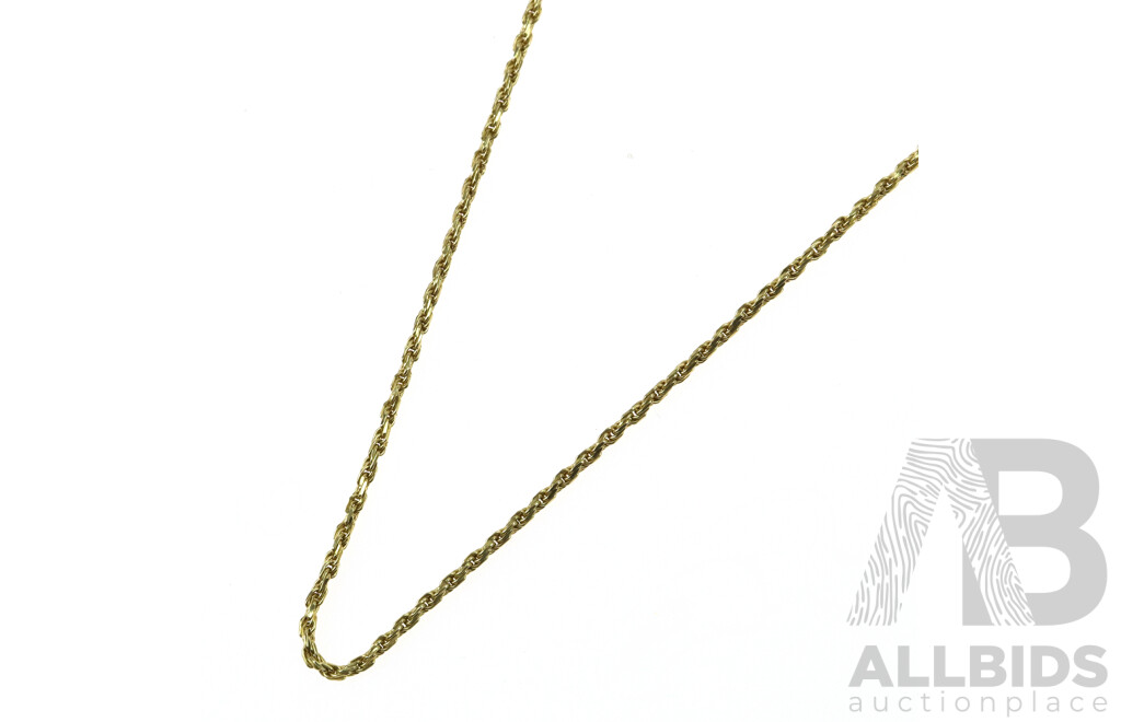 18ct Rope Twist Chain, 1.2mm Wide, 40cm, 4.11 Grams, Hallmarked 750 in Good Condition